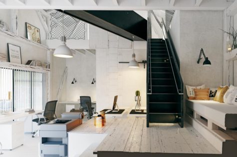 Stahltreppe in modernem Apartment