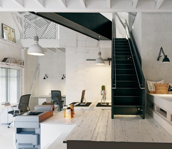 Stahltreppe in modernem Apartment